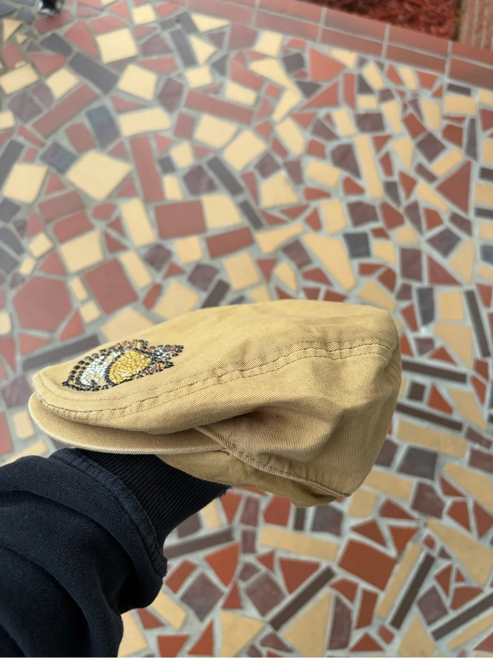 Embellished Nostalgia Bobby Jack Yellow Cotton Newsboy Cap
